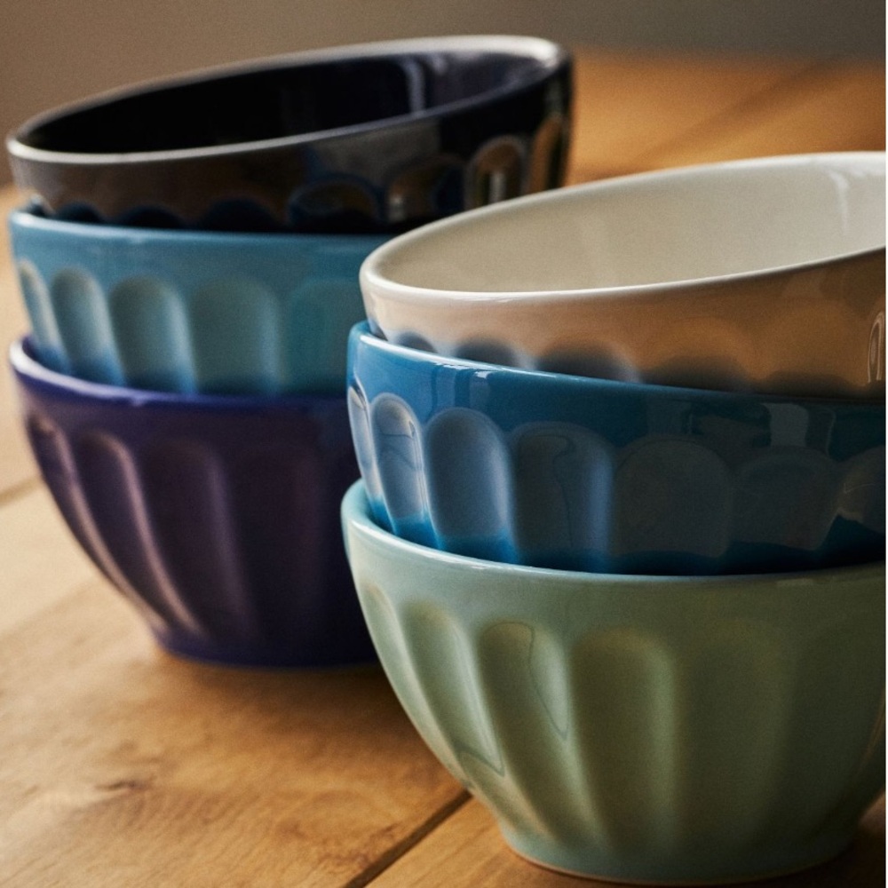 The latte stoneware cereal bowls set of 6 marine blues
